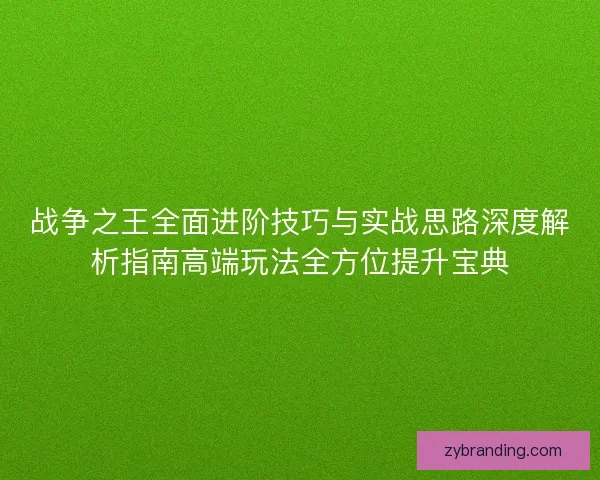 战争之王全面进阶技巧与实战思路深度解析指南高端玩法全方位提升宝典