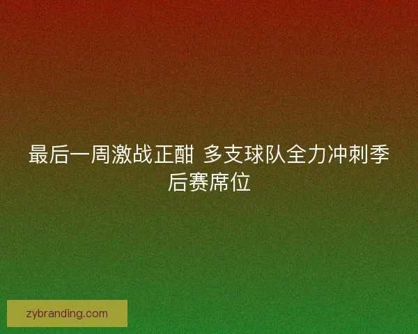 最后一周激战正酣 多支球队全力冲刺季后赛席位